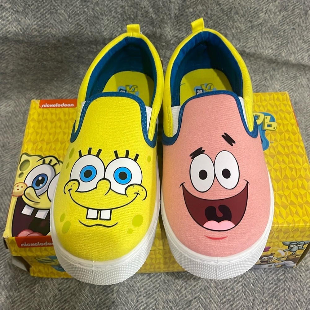 SpongeBob Slip On Shoes Size 2 Youth